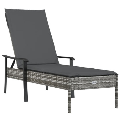 Ligbedden 2 St Met Tafel En Kussens Poly Rattan Grijs 2x Ligbed + Tafel