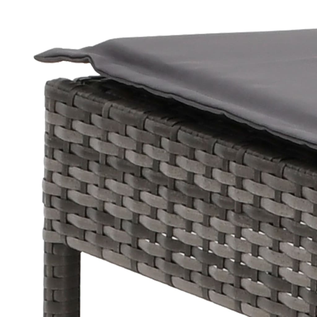 Ligbedden 2 St Met Tafel En Kussens Poly Rattan Grijs 2x Ligbed + Tafel