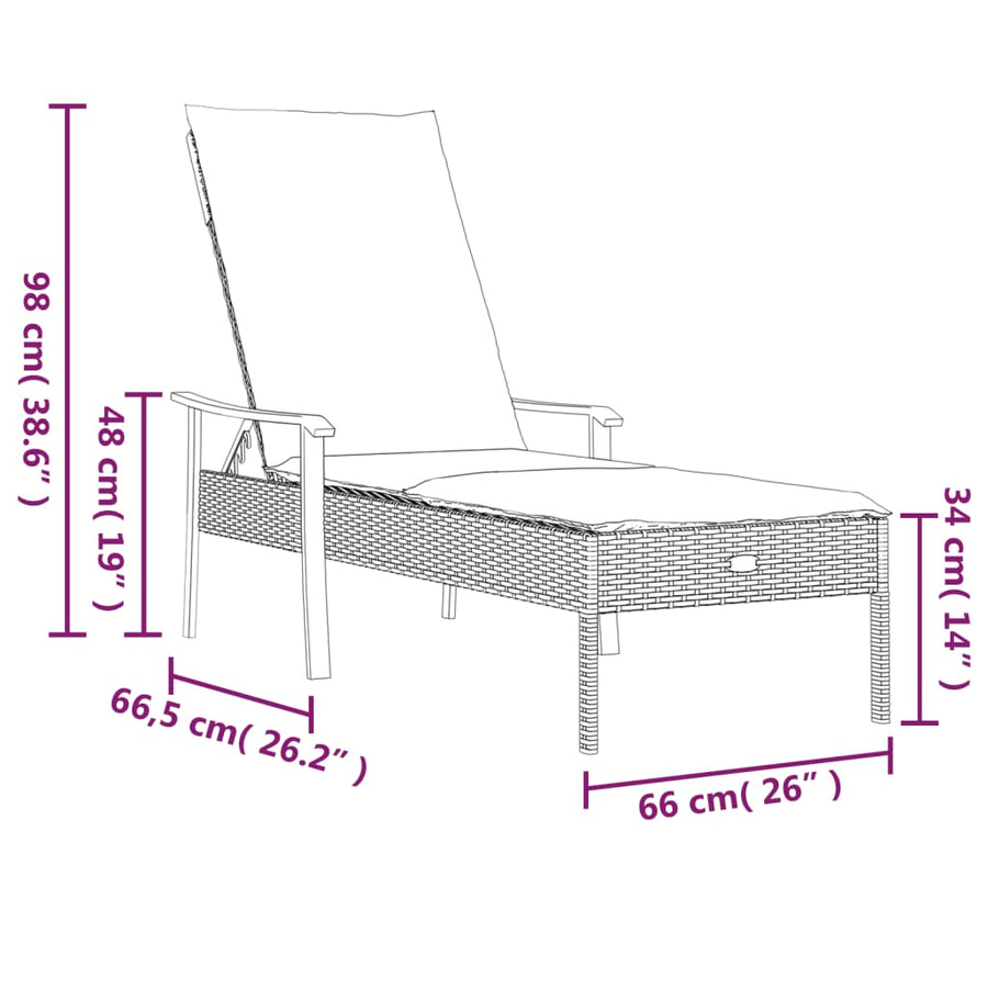 Ligbedden 2 St Met Tafel En Kussens Poly Rattan Grijs 2x Ligbed + Tafel