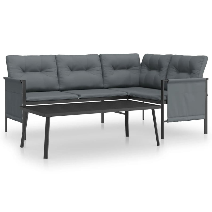 2-Delige Loungeset Staal Antracietkleurig table + corner