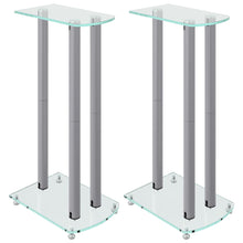 Luidsprekerstandaards 2 St 3 Pijlers Gehard Glas Kleurig Zilver