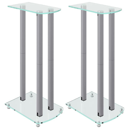 Luidsprekerstandaards 2 St 3 Pijlers Gehard Glas Kleurig Zilver