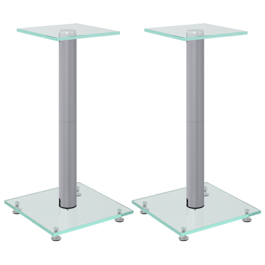 Luidsprekerstandaards 2 St 1 Pijler Gehard Glas Zilverkleurig