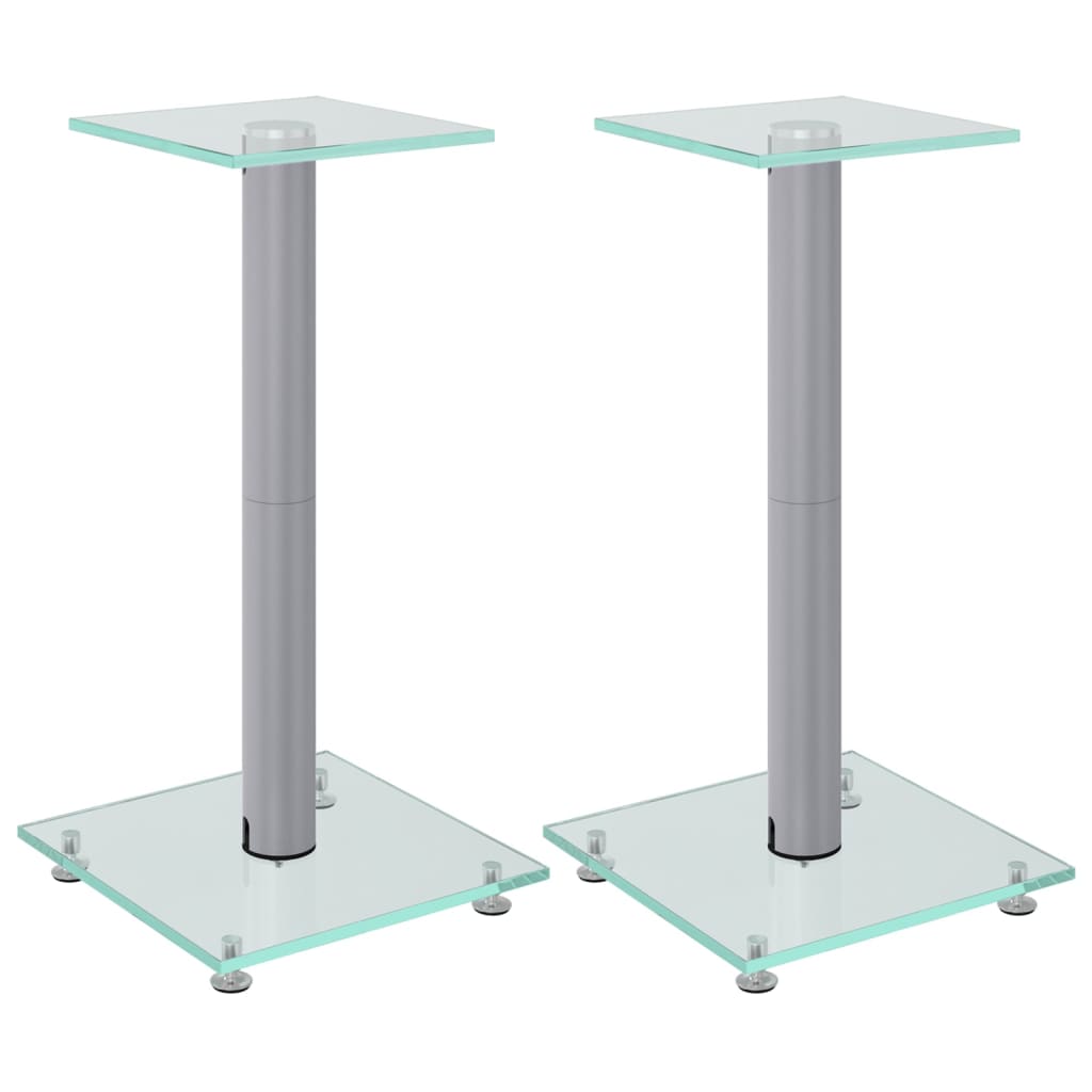 Luidsprekerstandaards 2 St 1 Pijler Gehard Glas Kleurig Zilver