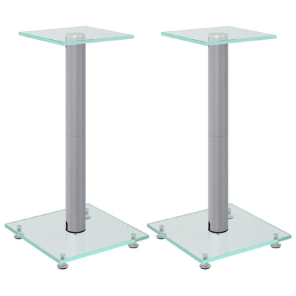 Luidsprekerstandaards 2 St 1 Pijler Gehard Glas Kleurig Zilver