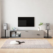Luidsprekerstandaards 2 st 46 cm glas aluminium zwart