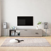 Luidsprekerstandaards 2 st 40x40x46 cm gehard glas zilver