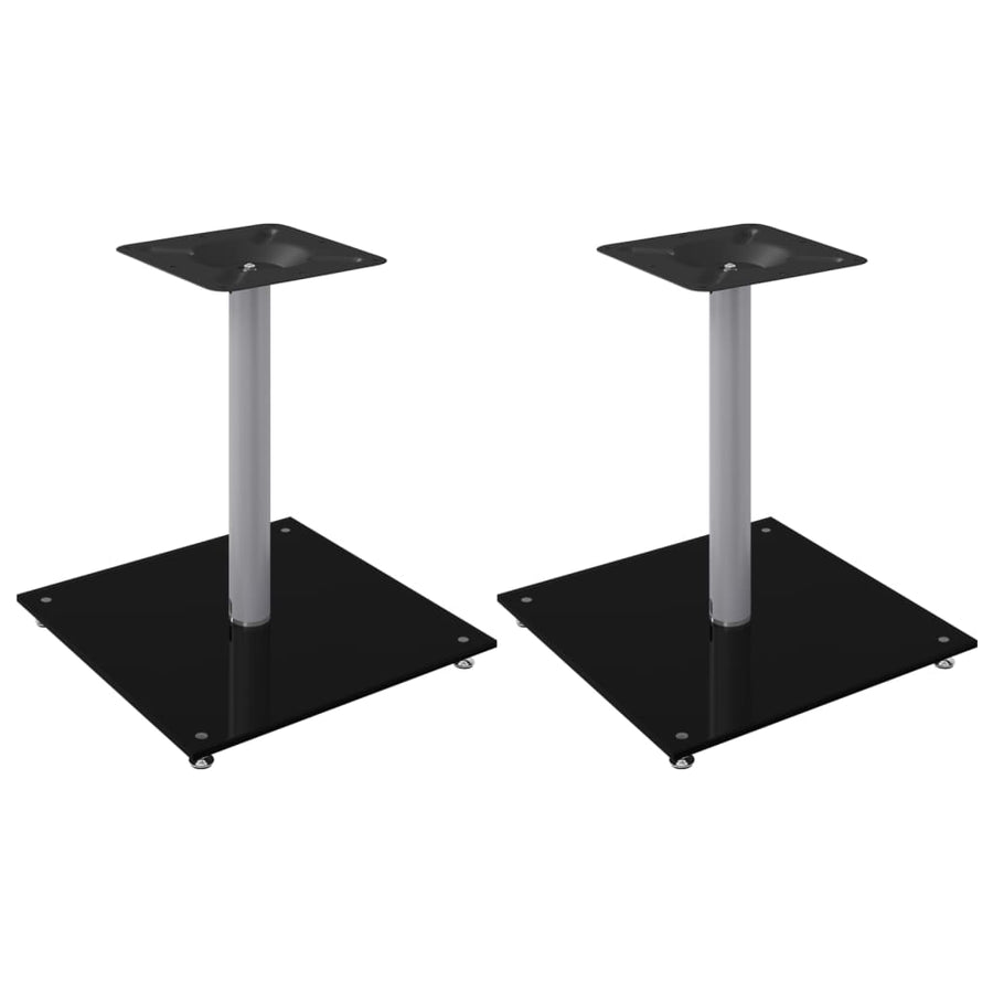 Luidsprekerstandaards 2 st 1 pijler gehard glas zwart en zilver 40 x 40 x 46 cm Zwart en zilver