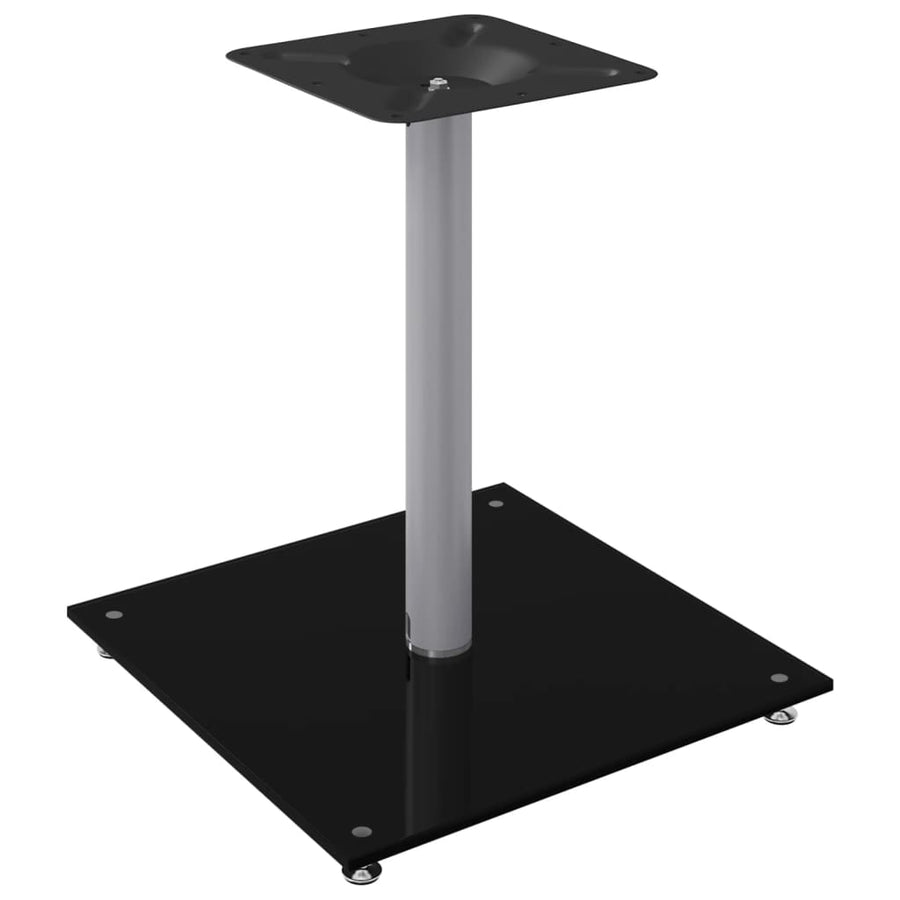Luidsprekerstandaards 2 st 1 pijler gehard glas zwart en zilver 40 x 40 x 46 cm Zwart en zilver
