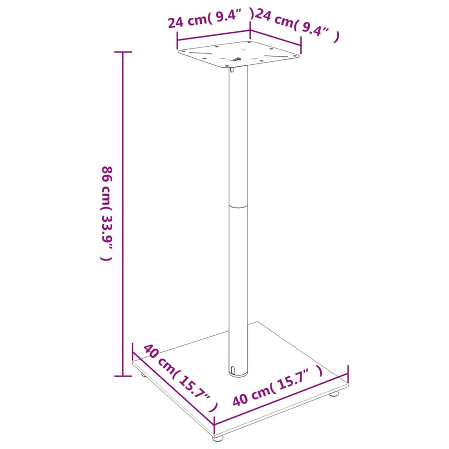 Luidsprekerstandaards 2 St 1 Pijler Gehard Glas 40 x 40 x 86 cm Zwart