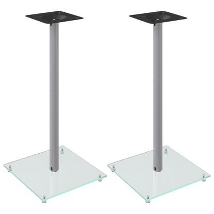 Luidsprekerstandaards 2 st 1 pijler gehard glas zilverkleurig 40 x 40 x 86 cm Zilver