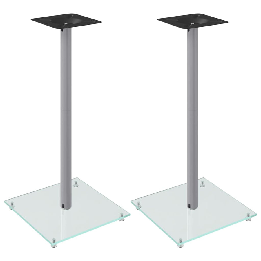 Luidsprekerstandaards 2 st 1 pijler gehard glas zilverkleurig 40 x 40 x 86 cm Zilver