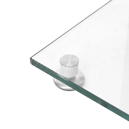 Luidsprekerstandaards 2 st 1 pijler gehard glas zilverkleurig 40 x 40 x 86 cm Zilver