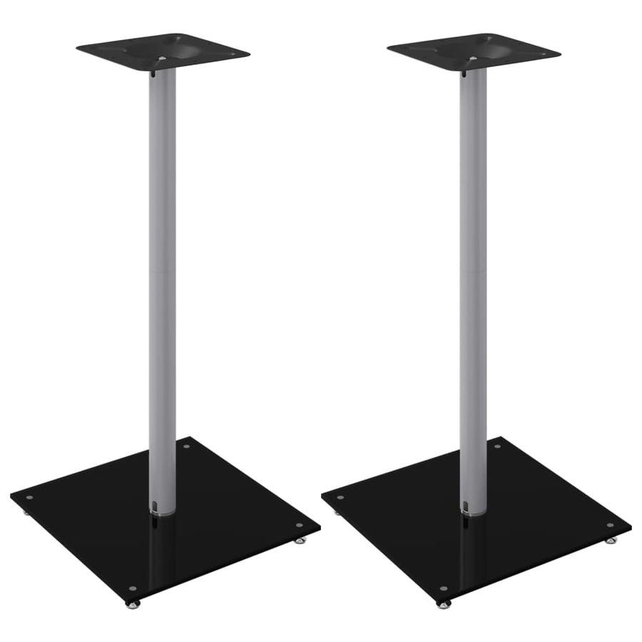 Luidsprekerstandaards 2 St 1 Pijler Gehard Glas 40 x 40 x 86 cm Zwart en zilver