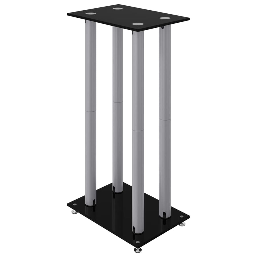 Luidsprekerstandaards 2 St 4 Pijlers Gehard Glas Zwart Zilver