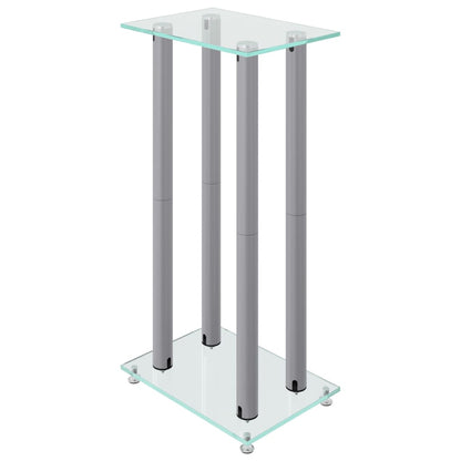 Luidsprekerstandaards 2 st 4 pijlers gehard glas zilverkleurig Zilver