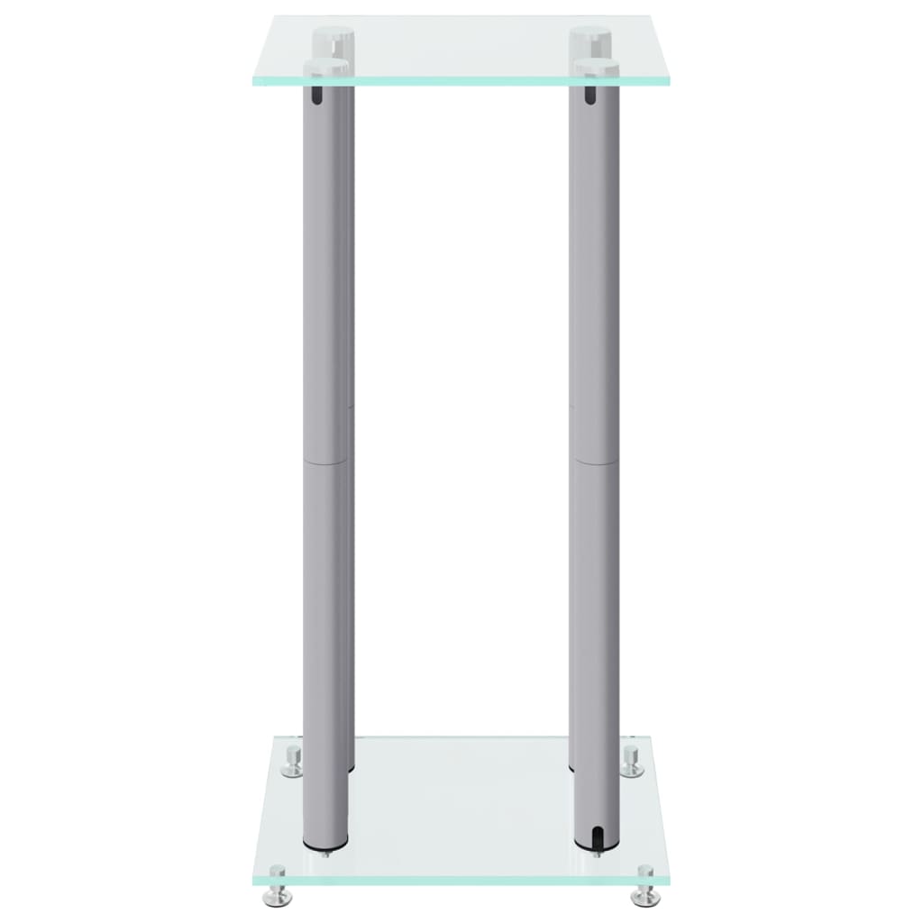 Luidsprekerstandaards 2 st 4 pijlers gehard glas zilverkleurig Zilver