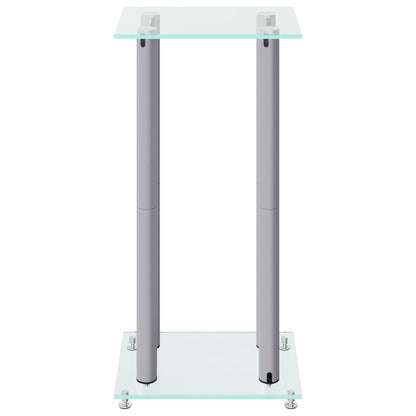 Luidsprekerstandaards 2 st 4 pijlers gehard glas zilverkleurig Zilver