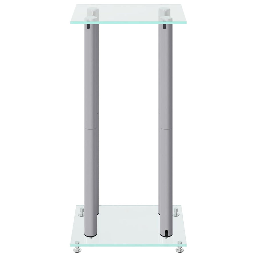Luidsprekerstandaards 2 st 4 pijlers gehard glas zilverkleurig Zilver