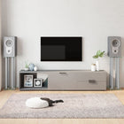 Speaker Stands 2 pcs 4 Pillars Tempered Glass Silver