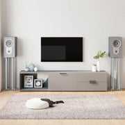 Speaker Stands 2 pcs 4 Pillars Tempered Glass Silver