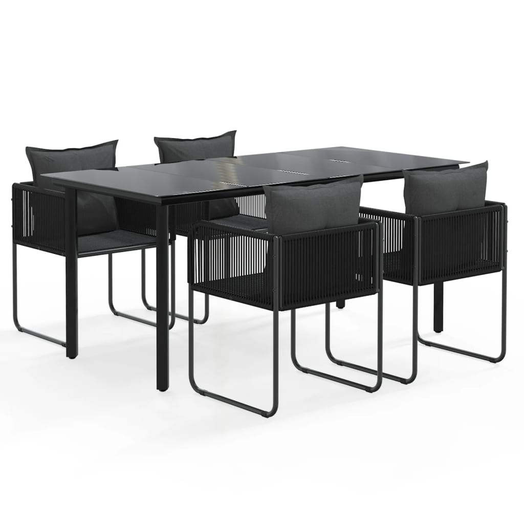 -Delige Tuinset Zwart 5 160 cm tafellengte