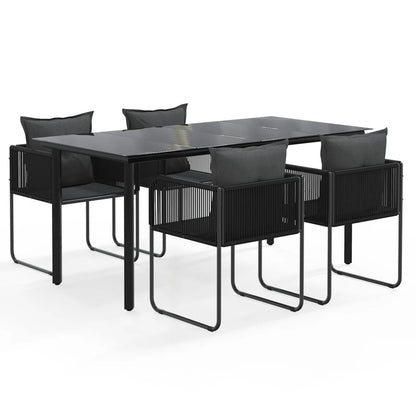 -Delige Tuinset Zwart 5 160 cm tafellengte