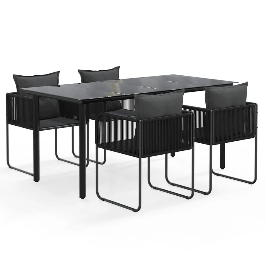 -Delige Tuinset Zwart 5 160 cm tafellengte