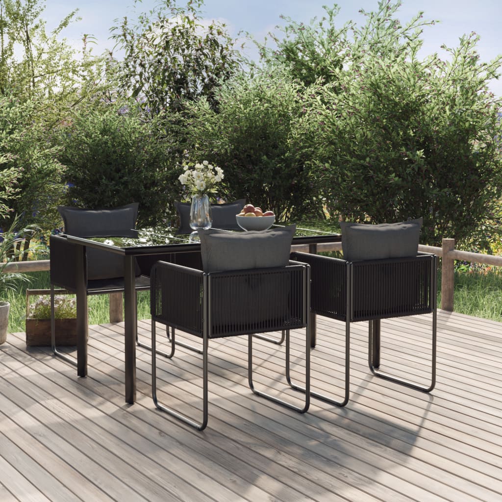 -Delige Tuinset Zwart 5 160 cm tafellengte
