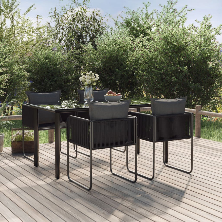 -Delige Tuinset Zwart 5 160 cm tafellengte