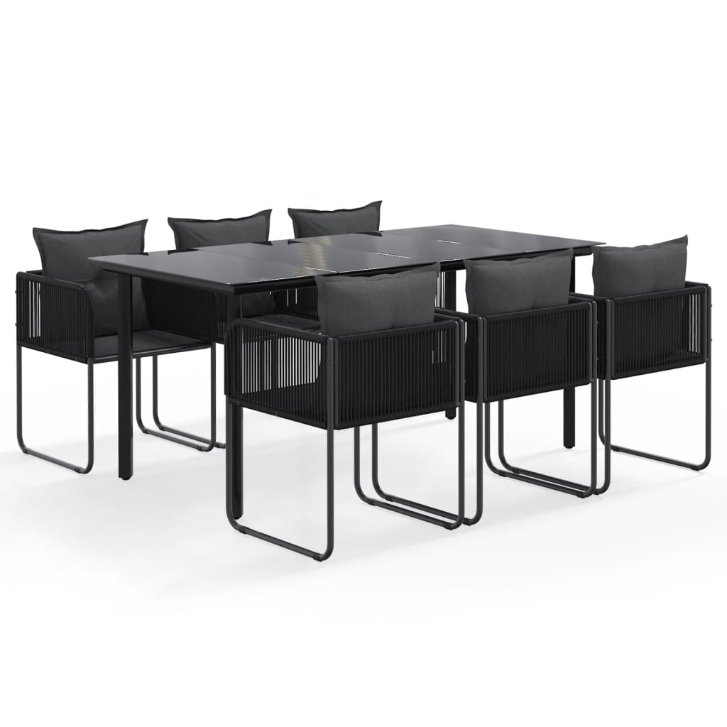 -Delige Tuinset Zwart 7 160 cm tafellengte