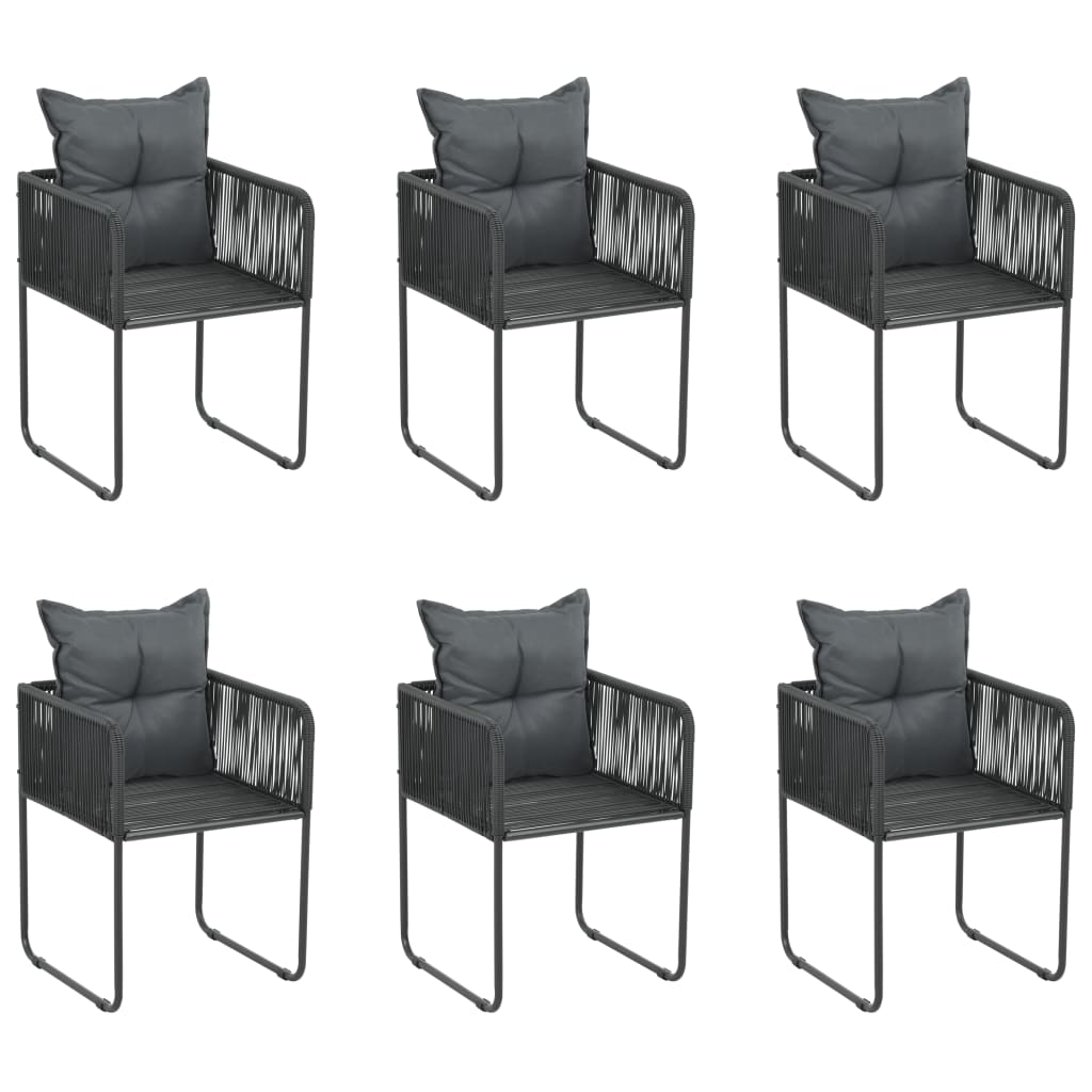 -Delige Tuinset Zwart 7 160 cm tafellengte