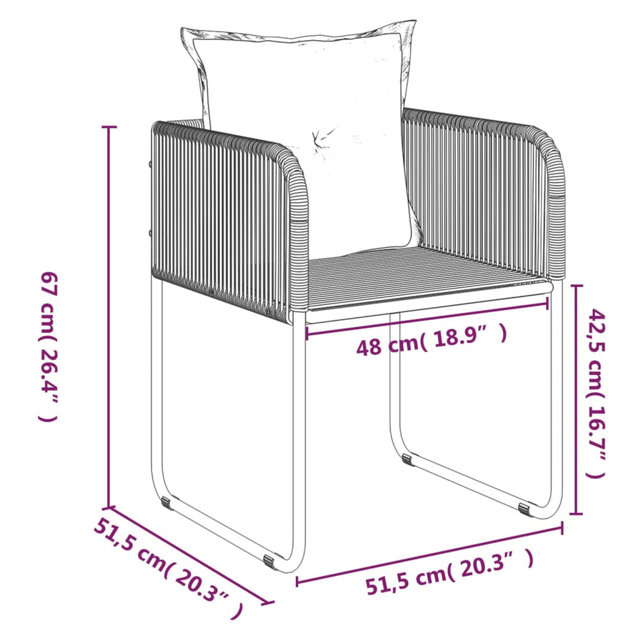 -Delige Tuinset Zwart 7 160 cm tafellengte
