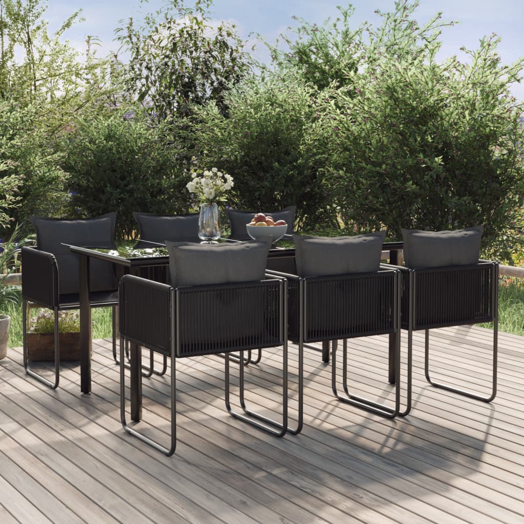 -Delige Tuinset Zwart 7 160 cm tafellengte
