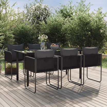 -Delige Tuinset Zwart 7 160 cm tafellengte