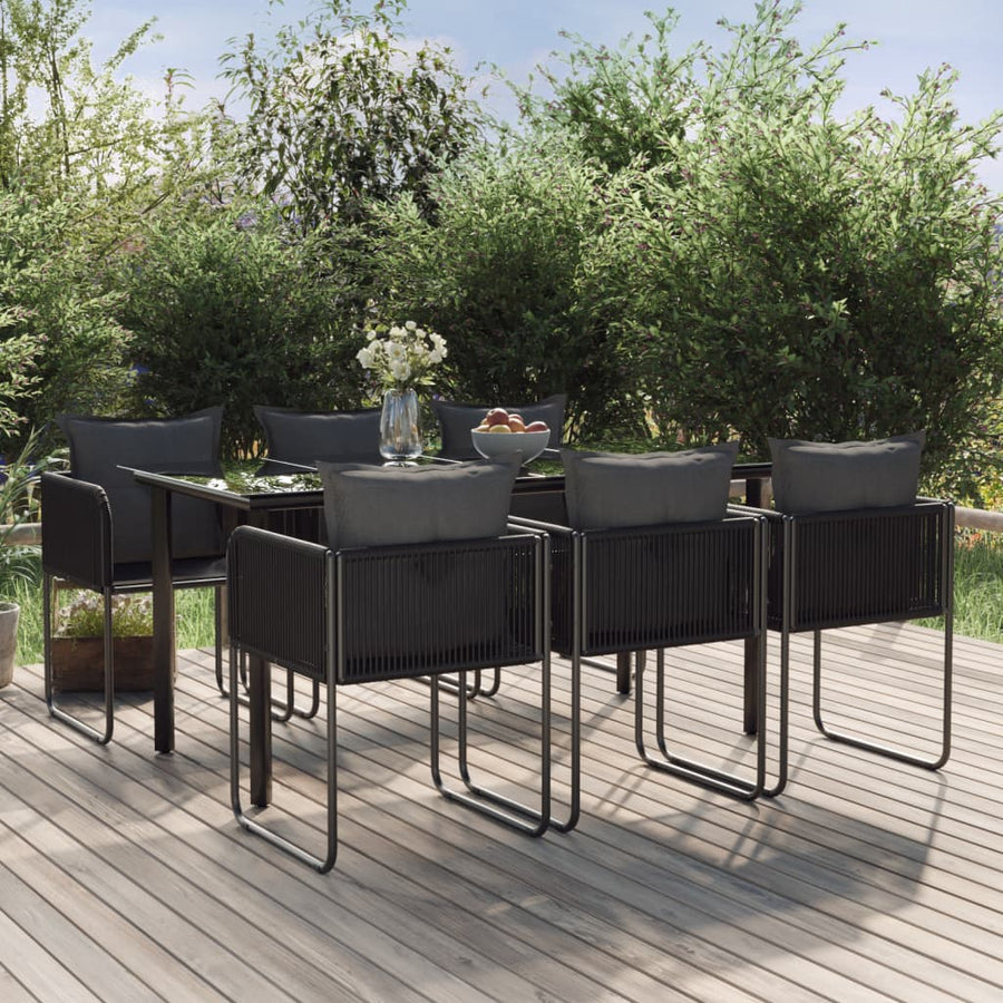 -Delige Tuinset Zwart 7 160 cm tafellengte