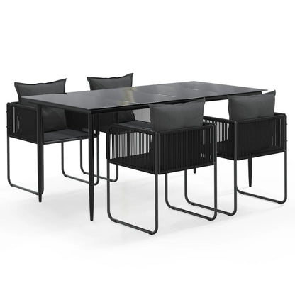 -Delige Tuinset Zwart 5 160 cm tafellengte