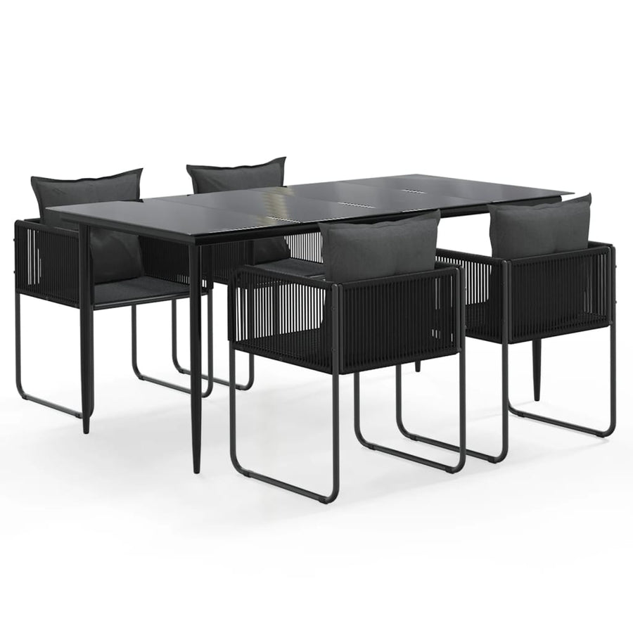 -Delige Tuinset Zwart 5 160 cm tafellengte