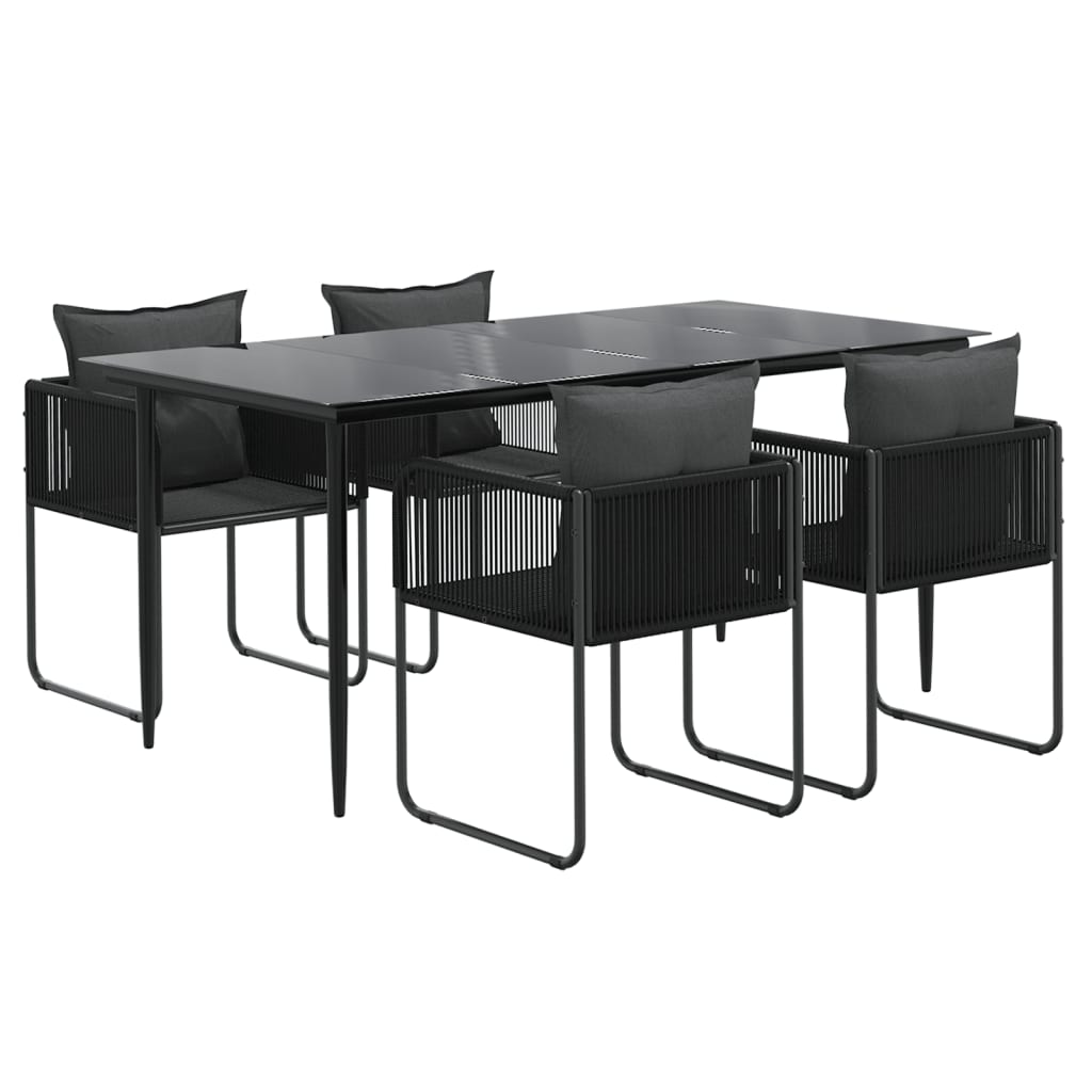 -Delige Tuinset Zwart 5 160 cm tafellengte