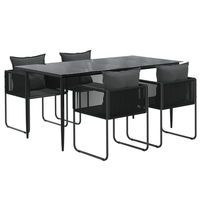 -Delige Tuinset Zwart 5 160 cm tafellengte