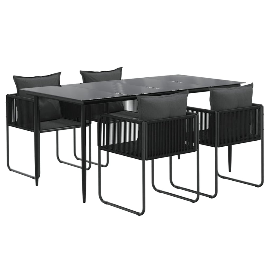 -Delige Tuinset Zwart 5 160 cm tafellengte