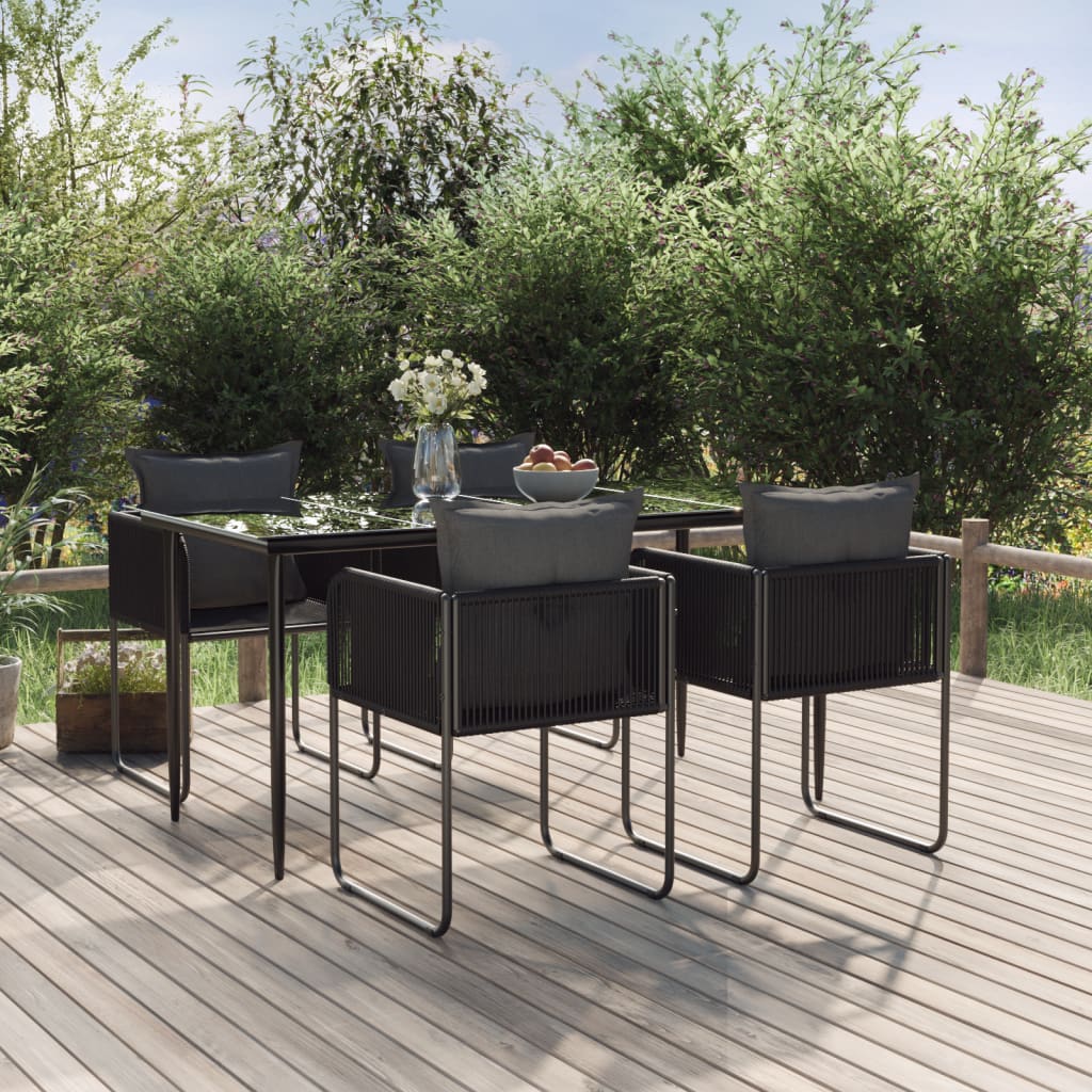 -Delige Tuinset Zwart 5 160 cm tafellengte