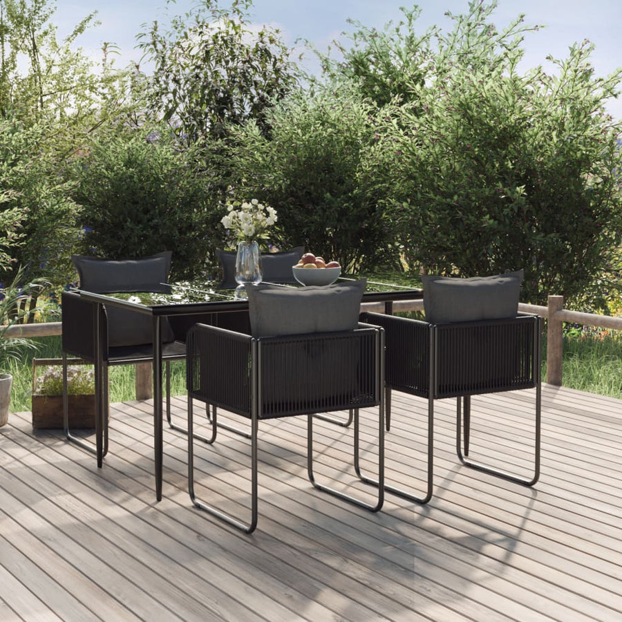 -Delige Tuinset Zwart 5 160 cm tafellengte