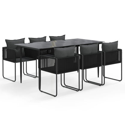 -Delige Tuinset Zwart 7 160 cm tafellengte