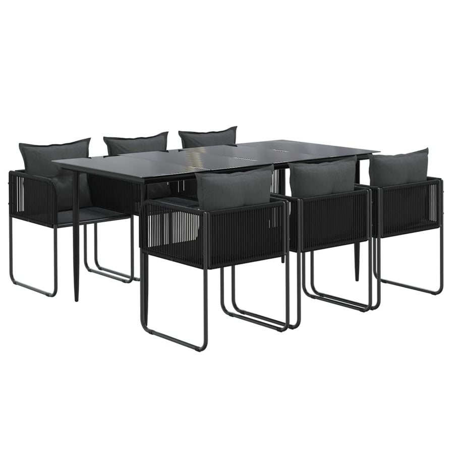 -Delige Tuinset Zwart 7 160 cm tafellengte