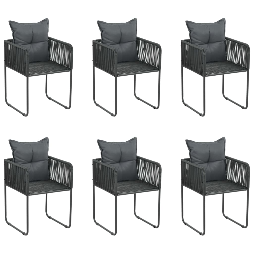 -Delige Tuinset Zwart 7 160 cm tafellengte