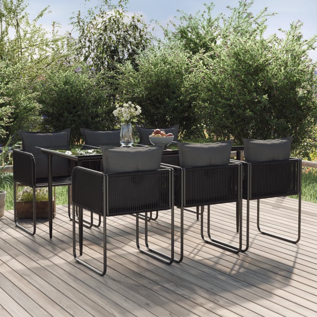 -Delige Tuinset Zwart 7 160 cm tafellengte
