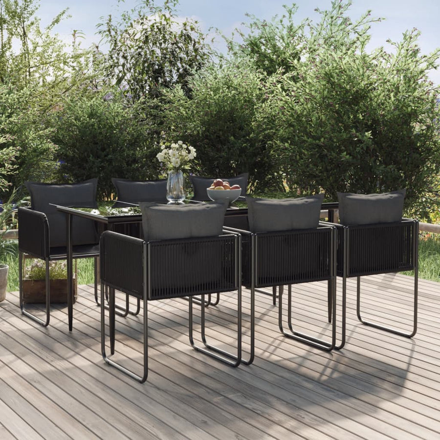 -Delige Tuinset Zwart 7 160 cm tafellengte