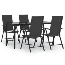 -Delige Tuinset Poly Rattan Zwart 5 160 cm tafellengte