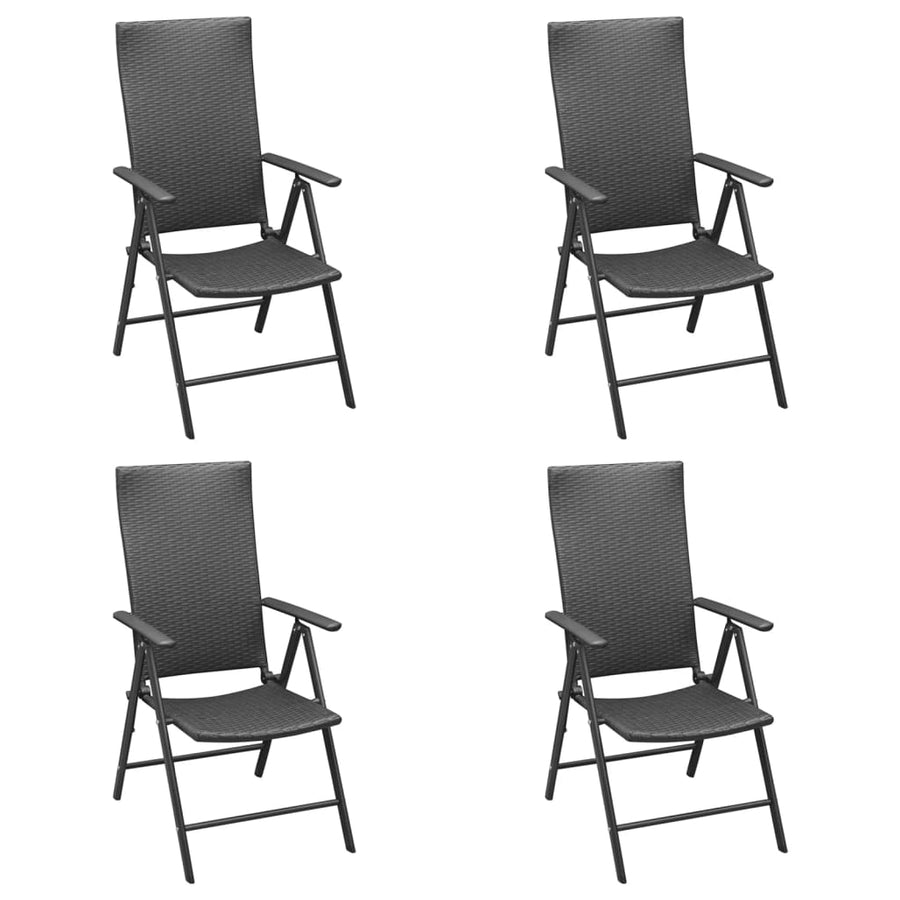 -Delige Tuinset Poly Rattan Zwart 5 160 cm tafellengte